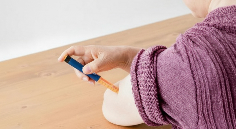 糖尿病治療で注射をする高齢者