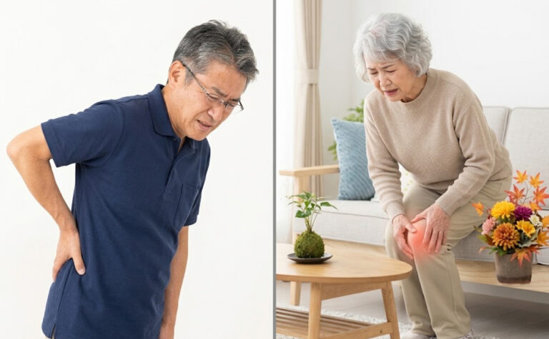 膝と腰痛で苦しむ高齢者